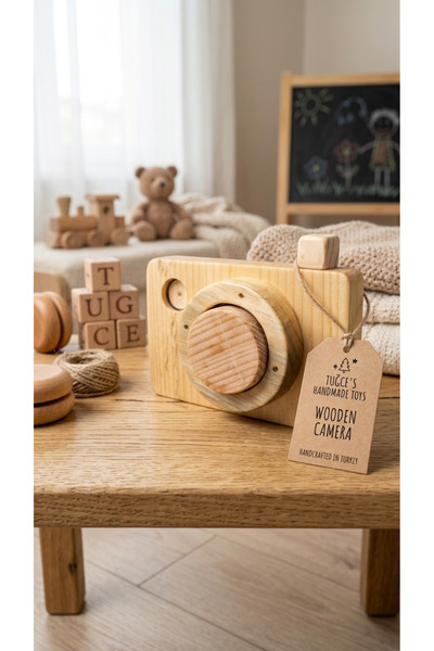 Woodify Atölye Doğal Ahşap Oyuncak Kamera - Montessori Eğitici Çocuk Fotoğraf Makinesi