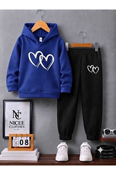 Leto Lykia Children's Unisex Tracksuit Set (White with Interlocked Hearts Win...