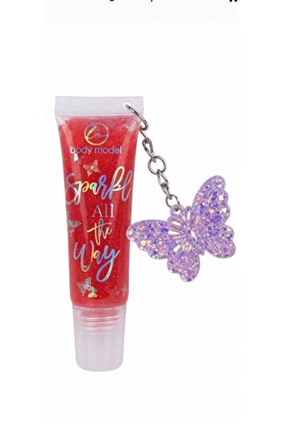 OEM Lip gloss with Glittery and butterfly Keychain 15 ml.