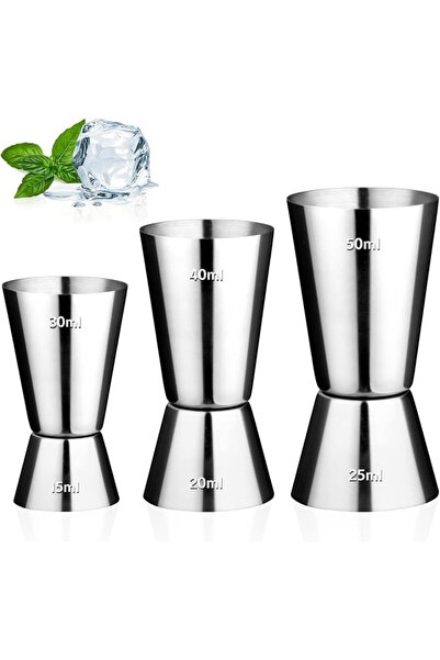 Bukela 3 Pcs Stainless Steel Double Jigger Set Cocktail Measuring Cups Jigger...