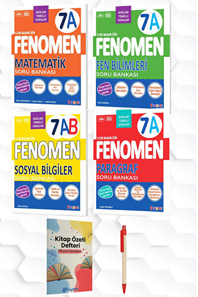 2027 FENOMEN YAYINLARI 7.SINIF A-SERİSİ MATEMATİK FEN BİLİMLERİ SOSYAL BİLGİLER PARAGRAF SORU BANKASI VE HEDİYELER