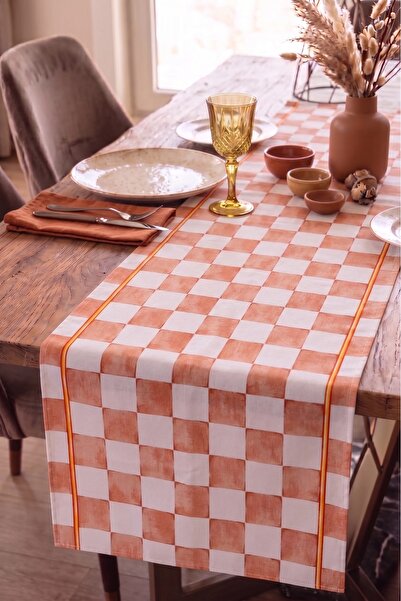 nunuteks evinizi renklendirin Dama Patterned Decorative Runner - 40X140 cm
