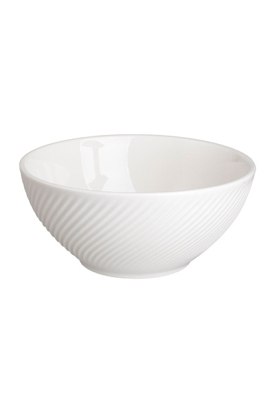 OEM Bol ceramic alb 642 ml, model reliefat liniar "Wave"