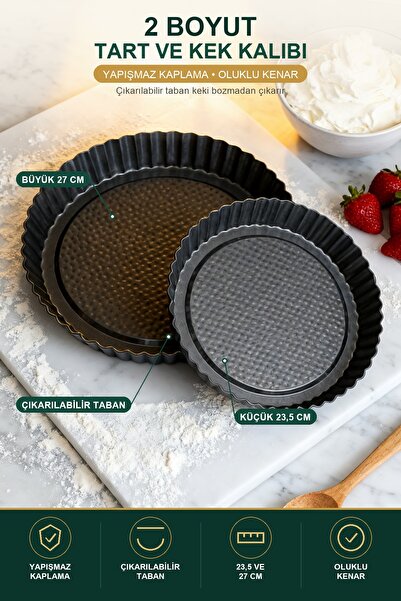 viracasa Çıkarılabilir Tabanlı Tart ve Kek Kalıbı Küçük 23,5 cm Yapışmaz Oluk...