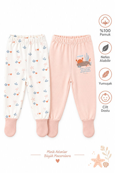 Melekpare Bebek&Çocuk Organik Patikli Pantolon Kendinden Çoraplı Alt Pijama M...