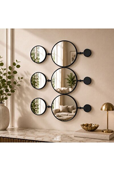 Generic Oglindă decorativă de perete, Panou geometric cu cercuri multi-interc...