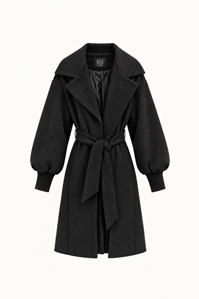 Kedi Fashion Kuşaklı kaşe palto