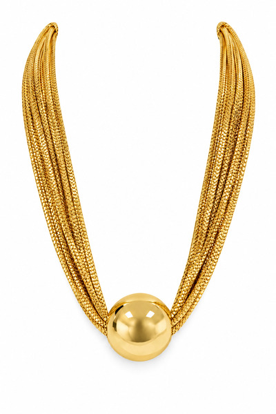 SY AKSESUAR Vintage Multi Chain Ball Detailed Gold Necklace