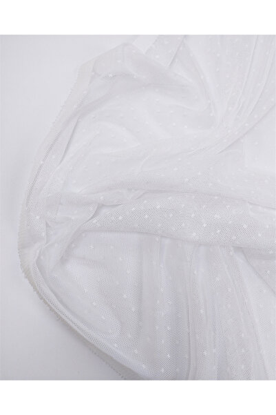 Kumaş Parça White Tiny Star Patterned Thin Flexible Tulle Fabric for Dresses ...