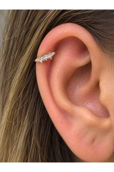 Arescollection 1 ADET ZARİF ZİRKON TAŞLI HELİX TRAGUS LOBE UYUMLU PİERCİNG
