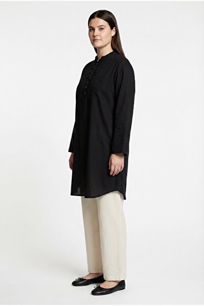 ALLDAY Half-Pleated Ribbed Detailed Tunic