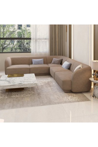 BSB Modern Comfortable Velvet Sofa in L Shape - Dimensions 280X140X85X85 cm - from