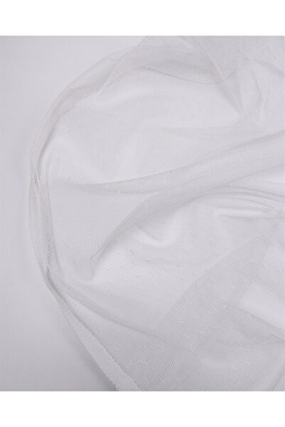 Kumaş Parça White Tiny Patterned Thin Flexible Tulle Fabric for Dresses & Blo...