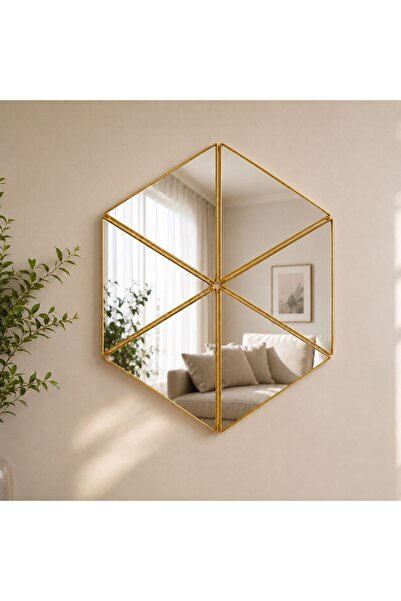 Generic Oglindă decorativă de perete, Model caleidoscop cu 6 segmente, Ramă m...