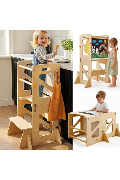 GENERAL Toddler Kitchen Stool, 4 in 1 Foldable Toddler Tower with Anti-tip St...