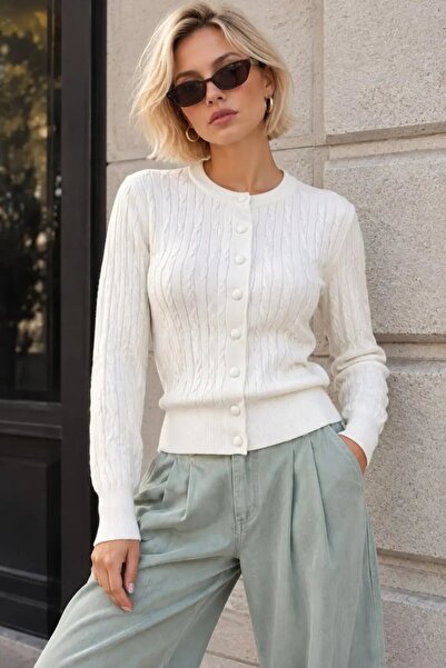 Park Karon Women's Luxury Core-Spun Yarn Hair Knit Crew Neck Knitwear Cardiga...