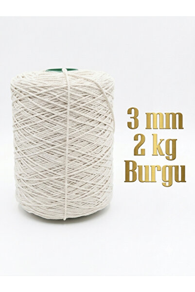 Bevella Macrame Cord 3 mm 3 Twist Twistable Scannable Macrame Cord 2 kg Ecru