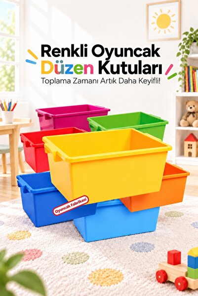 Oyuncak Fabrikası Anaokulu ve Kreş Tipi Plastik Oyuncak Saklama Kutusu-Kapaks...