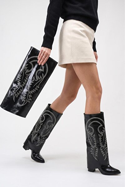 livens Women's Embroidered Detachable Leggings Boots