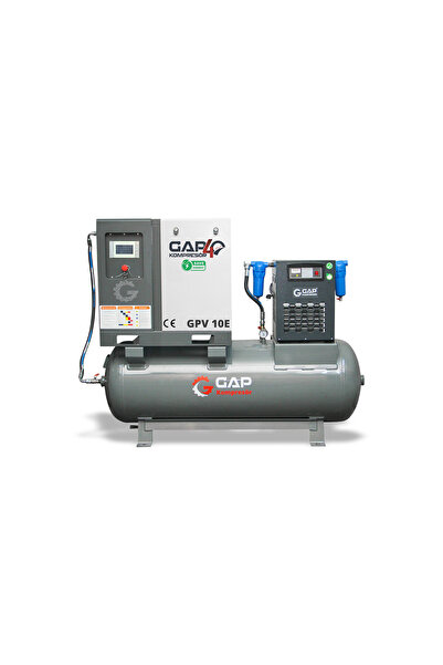GAP KOMPRESÖR Hava Kompresörü Depo Üstü İnventörlü Vidalı 10 Hp 500 Lt