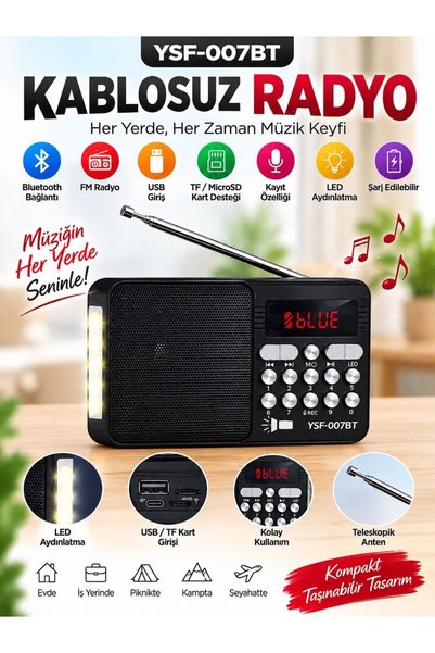 VEROXA 007BT Kablosuz Bluetooth Radyo Taşınabilir Dijital Müzik Çalar Usb/tf ...
