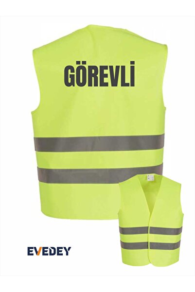 Evedey Görevli Baskılı Standart Reflektörlü İkaz Yeleği