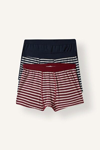DeFacto Striped Combed Cotton 3-Piece Boxer Boys' Underwear (26 Au)