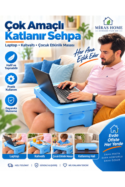 miras home Katlanabilir Laptop Sehpası, Aktivite Masası, Hobi Sehpası (Laptop...