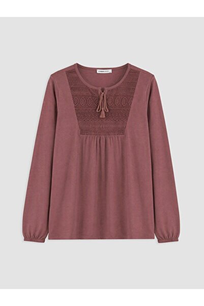 LC Waikiki Tie Collar Embroidered Blouse (W6)