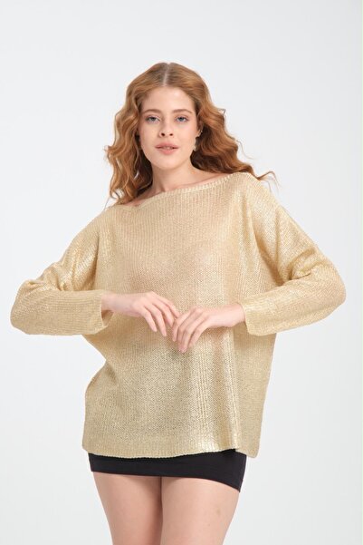 sumoda Women's foil print mercerized boat neck sweater