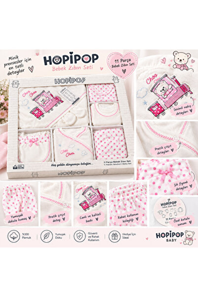 Hopipop 11 Parça Bebek Zıbın Seti – Pembe