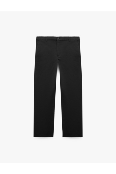 Koton Viscose Blended Fabric Trousers with Pockets, Elastic Waist and Buttons