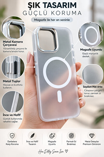 EDELFU iPhone 17 PRO / 18 PRO uyumlu - MagSafe Mat Mika Kapak, Koruyucu ve Tuşları Hassas Kaliteli Kılıf