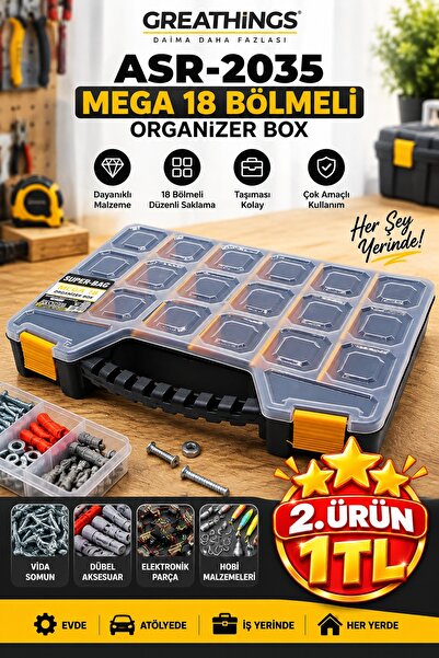 Greathings 18 Compartment Transparent Lid Plastic Organizer Bag Screw and Har...
