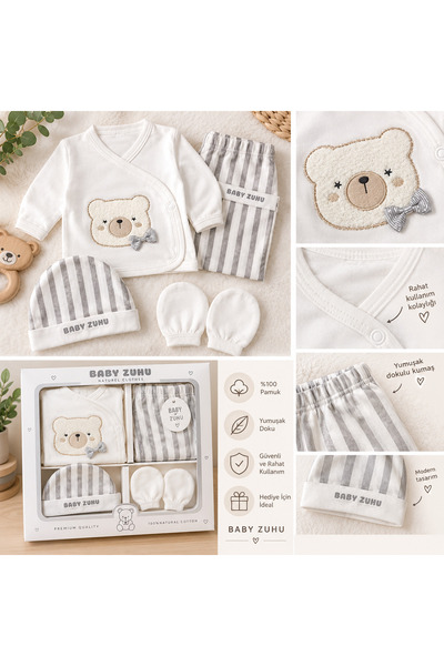 BABY ZUHU Yenidoğan Bebek Giyim Seti 5’li Set