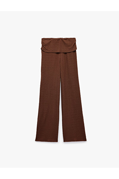 Koton Bürümcük Fabric Textured Layered Straight Wide Leg Pants