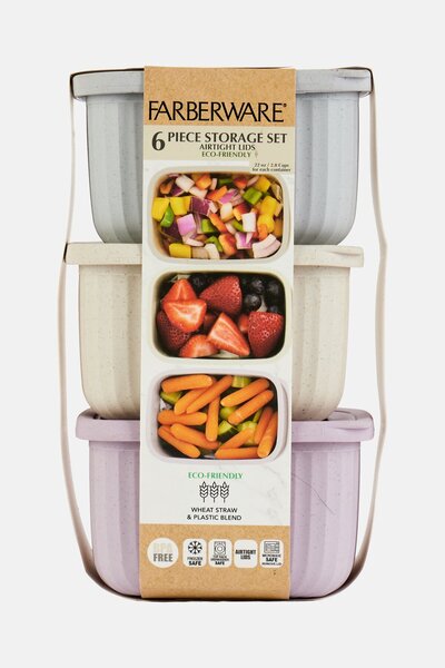 Farberware 3 Pcs Food Storage Containers With Lids, Multicolor