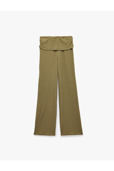 Koton Bürümcük Fabric Textured Layered Straight Wide Leg Pants