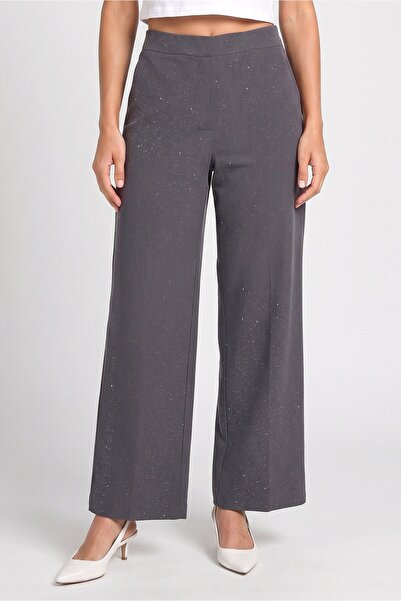 Desires Women Regular Fit Metallic Wide Leg Pants, Grey