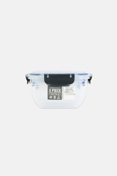 Kitchen Details 3 Pieces Clear Square Storage Container Set, Transparent