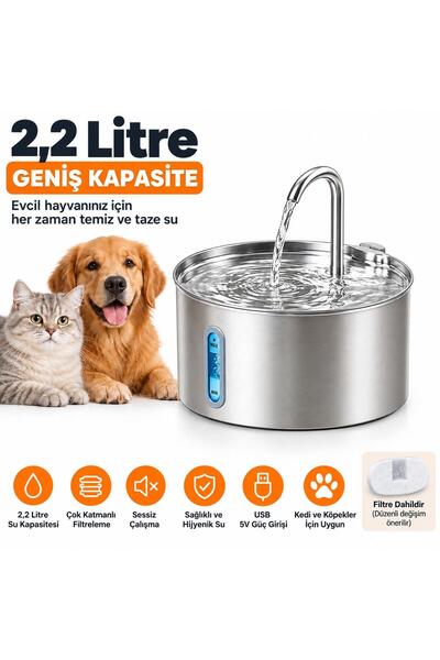 ATLT ATLANTİS 2.2 LİTRE KEDİ KÖPEK EVCİL HAYVANLAR İÇİN SU PINARI SU SEBİLİ D...