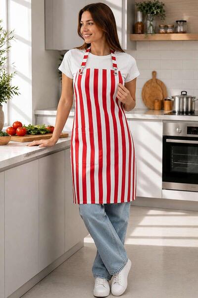 ROYAM Striped Kitchen Apron Water Repellent Stain Resistant Fabric Colorfast ...
