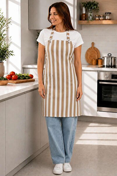 ROYAM Striped Kitchen Apron Water Repellent Stain Resistant Fabric Colorfast ...