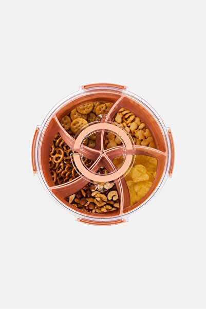 Alta Serve Store Turntable Container with Locking Lid And Carry Handles, Peach