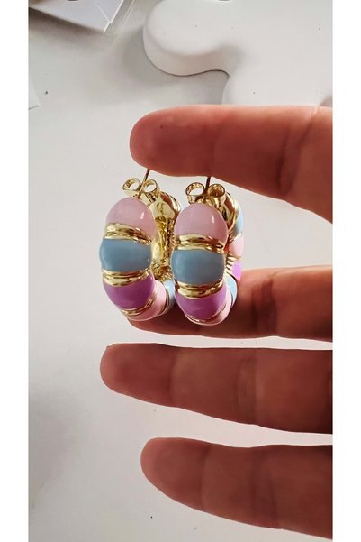 ACAR TAKI Xuping Gold Color Colorful Enamel Bombe Hoop Earrings Acr9768