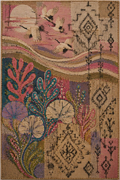 Rugs Modern Halı Rugs Modern Nora Aura 3 Özel Tasarım Kahverengi, Bordo ve Ko...
