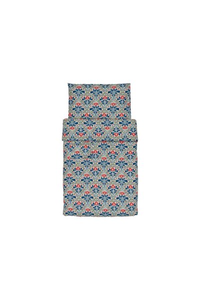 IKEA طقم سرير أطفال، أبيض-أزرق، 110x125/35x55 سم، نمط زهور