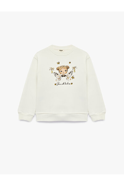 Koton Fairy Printed Crew Neck Long Sleeve Embroidered Sweatshirt