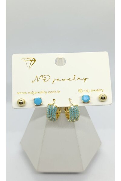 ndjewelry طقم أقراط لاجونا توركواز مكون من 6 قطع