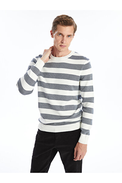 LC Waikiki Rmz Clothing Seasonal Products Sweaters Ecru Crew Neck Striped Men...